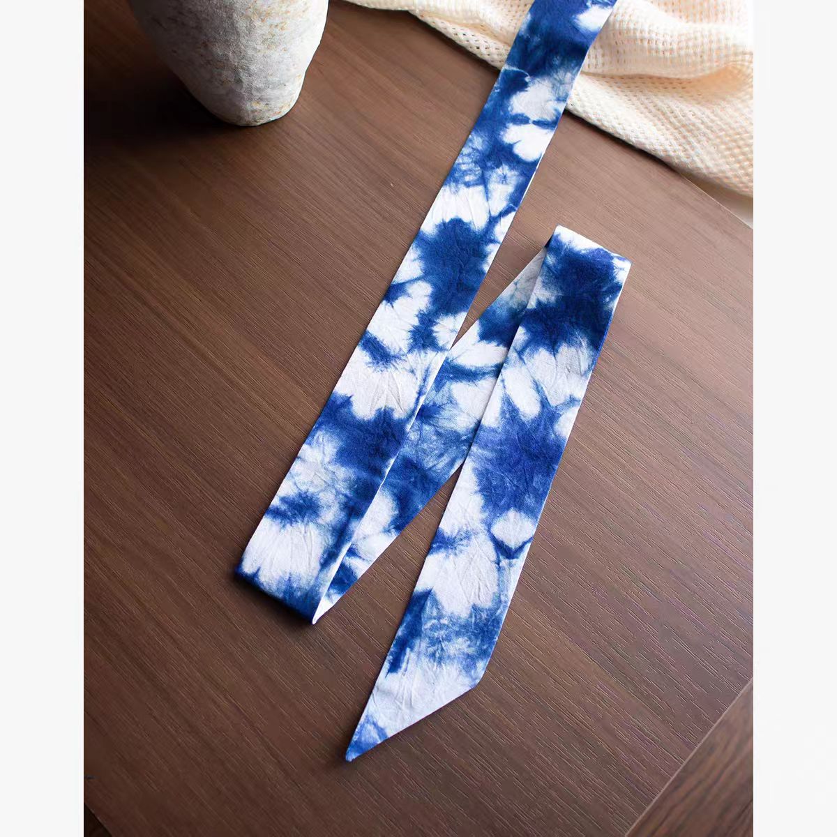Hand-Dyed Indigo Bow Headband | Extra-Long Tie-Dye Hair Ribbon