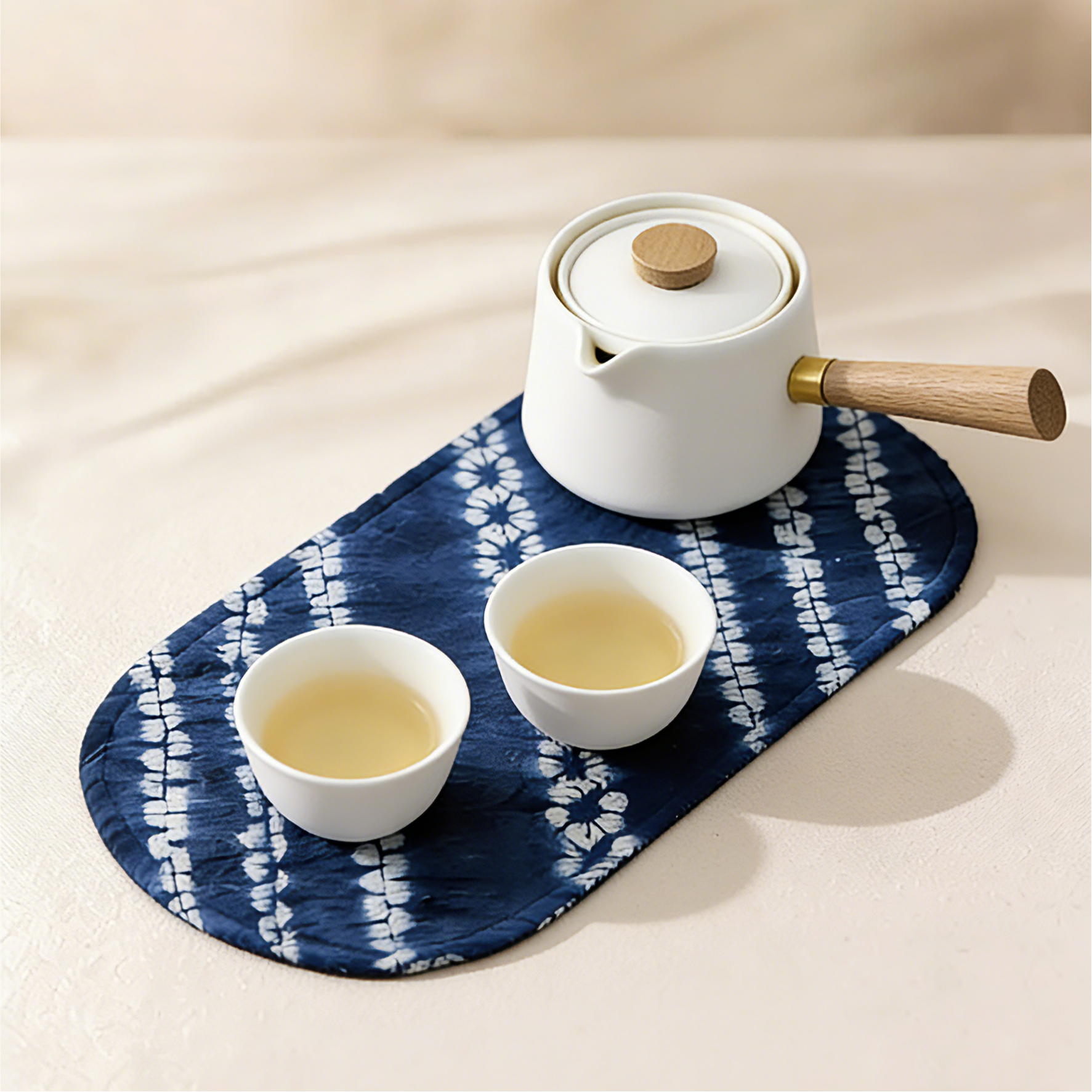 Indigo-Dyed Oval Coasters – Handmade Tie-Dye Table Mats | Artisan Home Decor