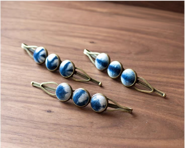 Hand-Dyed Indigo Bead Hair Clip | Mini BB Clip Hair Accessory