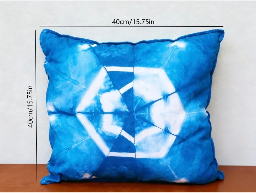 Indigo Shibori Pillow Cover — 100% Cotton | Geometric Mandala Pattern