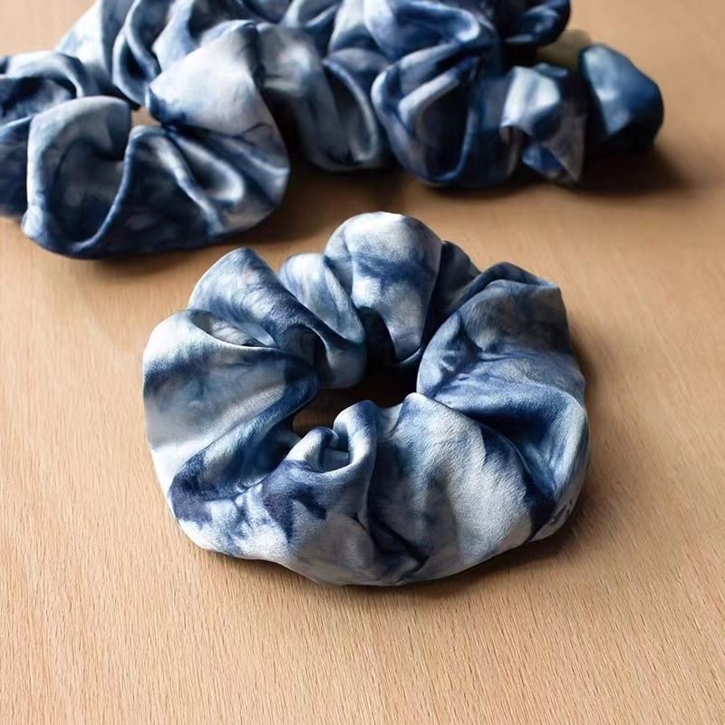 Indigo Tie-Dye Hairband — Mulberry Silk | Hand-Dyed Elastic