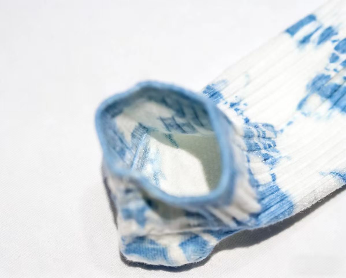 Handmade Botanical Indigo-Dyed 100% Cotton Children's Short Socks Natural, Breathable, Skin-Friendly Style