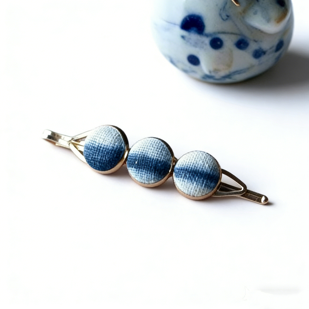 Hand-Dyed Indigo Bead Hair Clip | Mini BB Clip Hair Accessory