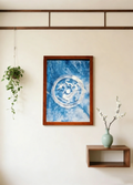 Handcrafted Indigo Wall Art | Traditional Chinese Tie-Dye Circular Relief, Framed Cotton Textile