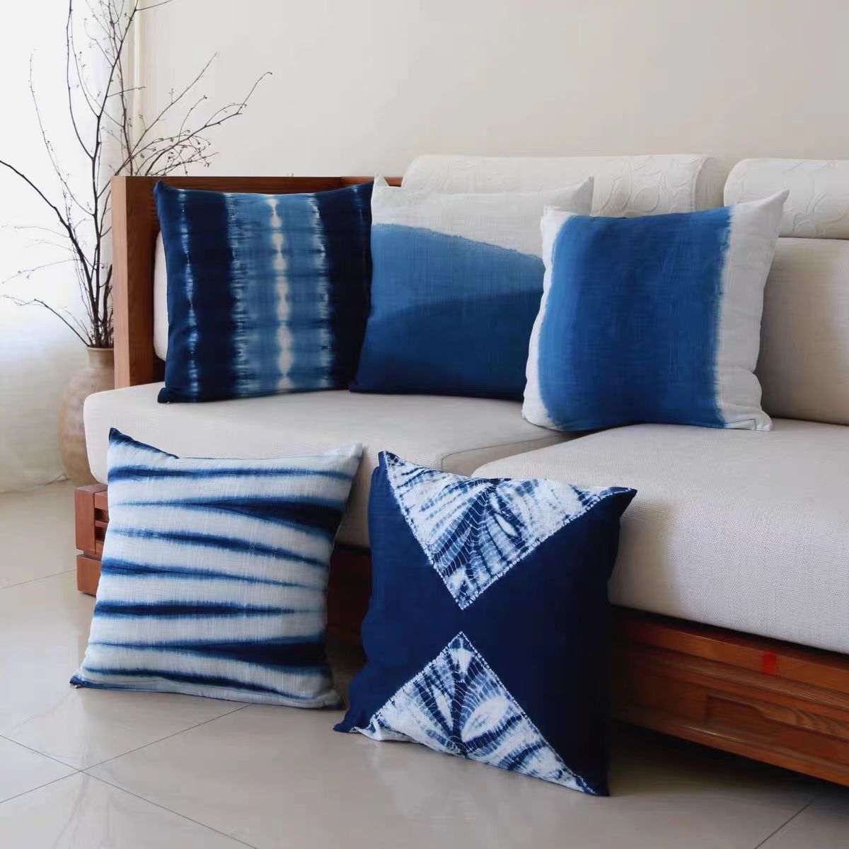 Indigo-Dyed Throw Pillow Cover – Handmade 100% Cotton | Boho Home Decor