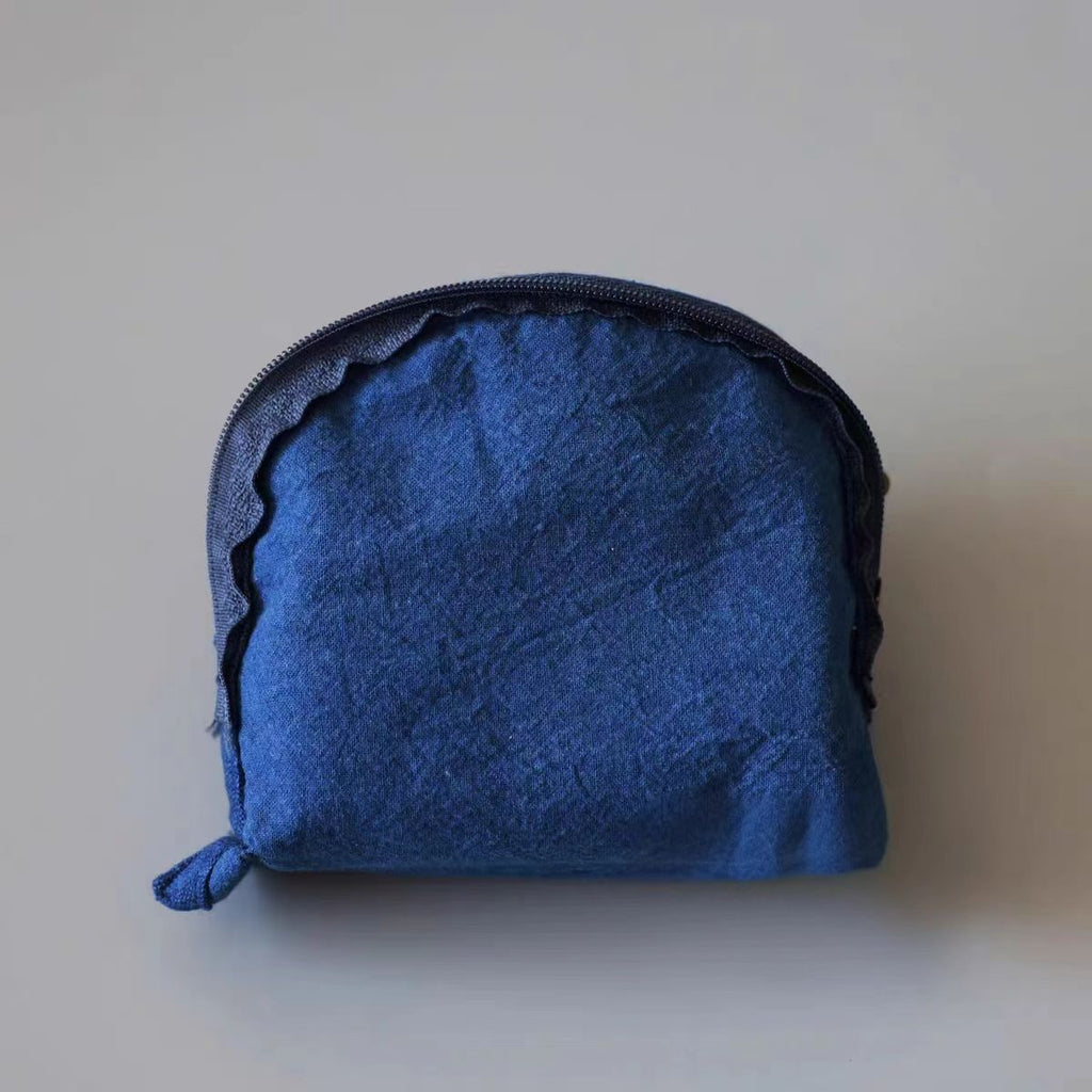 Indigo-Dyed Bunny Makeup Pouch – Handmade Tie-Dye Coin Purse | Cute Boho Gift