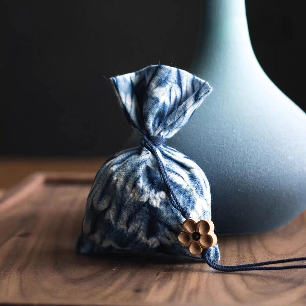 Hand-Dyed Indigo Scented Sachet | Mugwort & Rose Botanical Fragrance Pouch