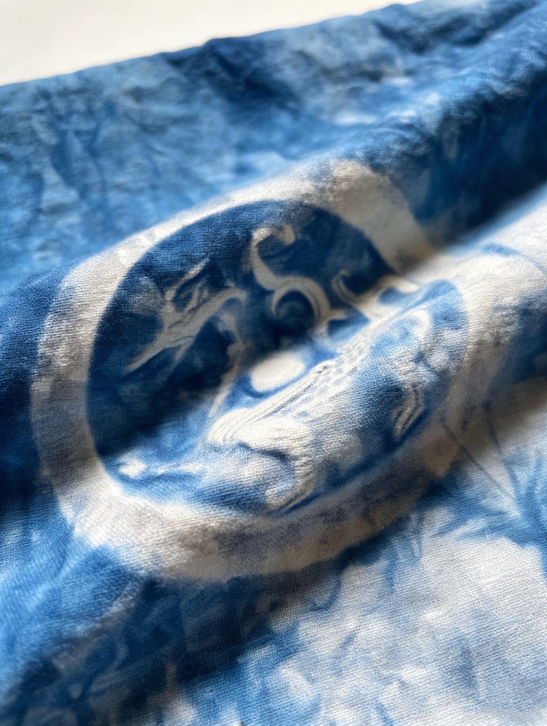 Handcrafted Indigo Wall Art | Traditional Chinese Tie-Dye Circular Relief, Framed Cotton Textile