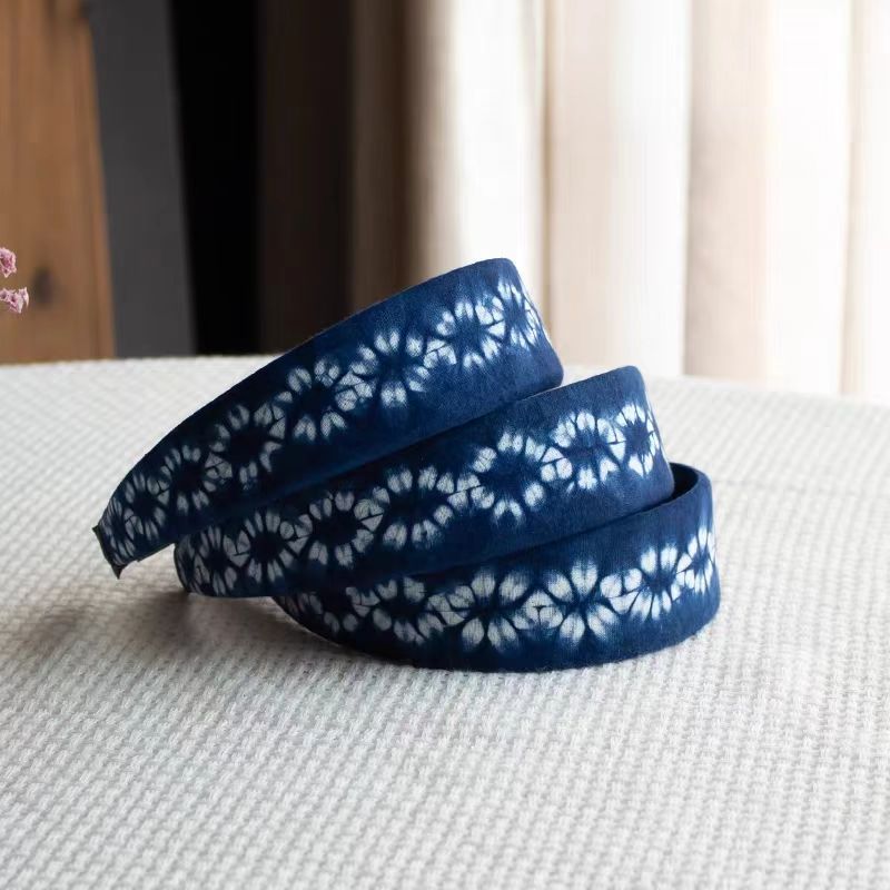 Tie-Dye Headband丨Ethnic-Style Handmade Fabric Headband Plant-Dyed Indigo Minimalist Hair Clip Fresh and Delicate Gift