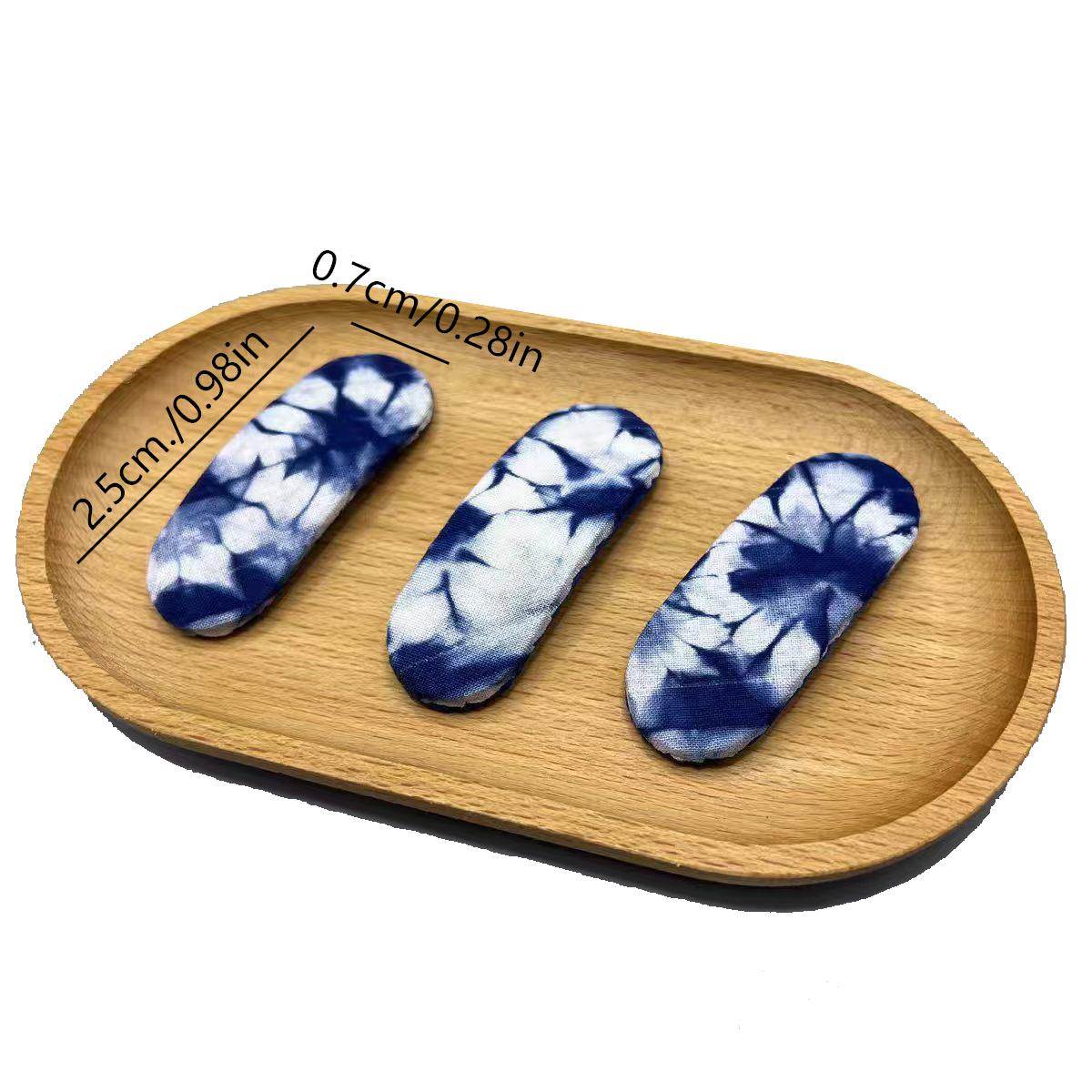 Hand-Dyed Indigo Oval Hair Clips | Cotton Snap Barrettes