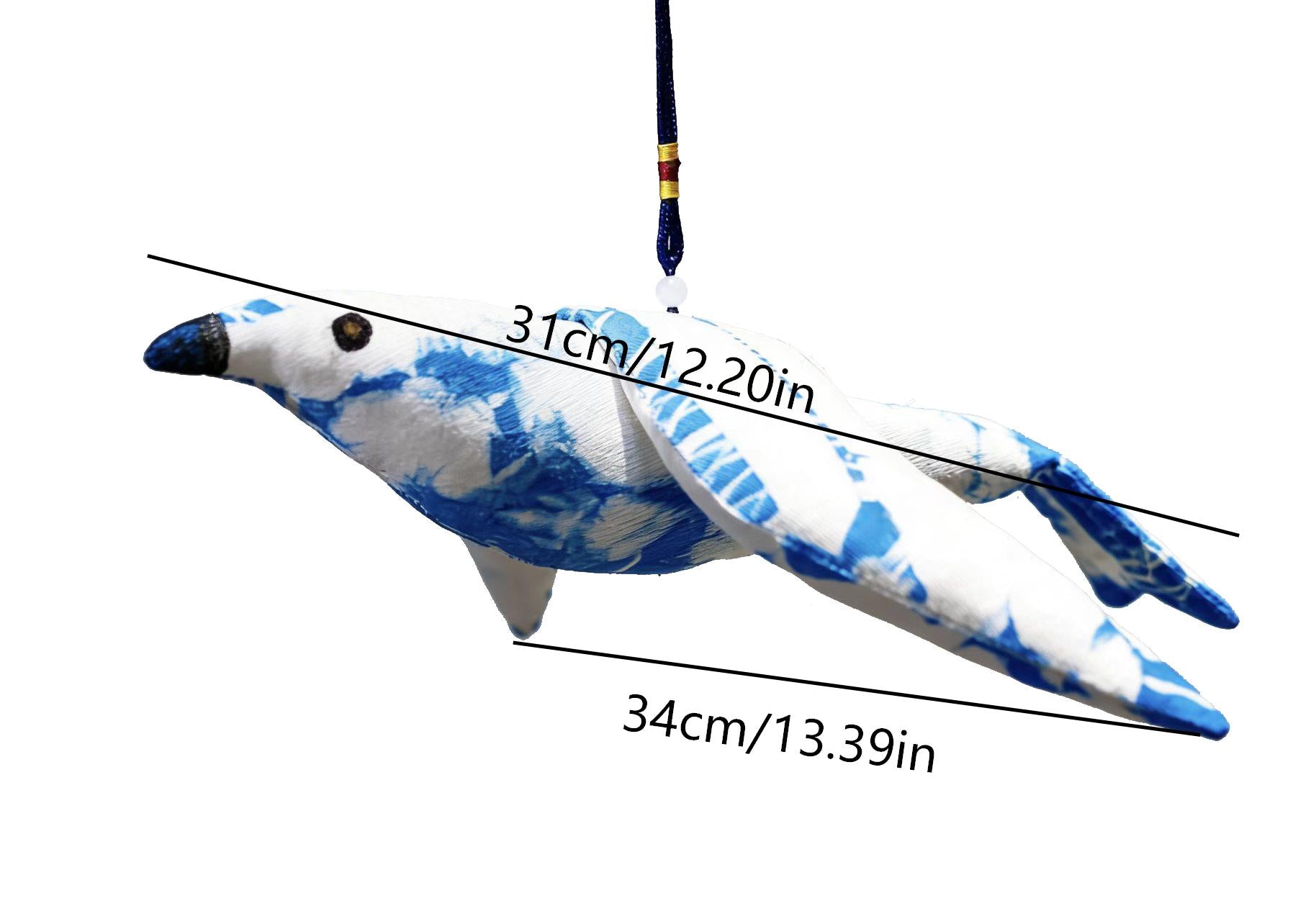 Indigo Tie-Dye Bird Ornament — Hand-Dyed Cotton Hanging Decor