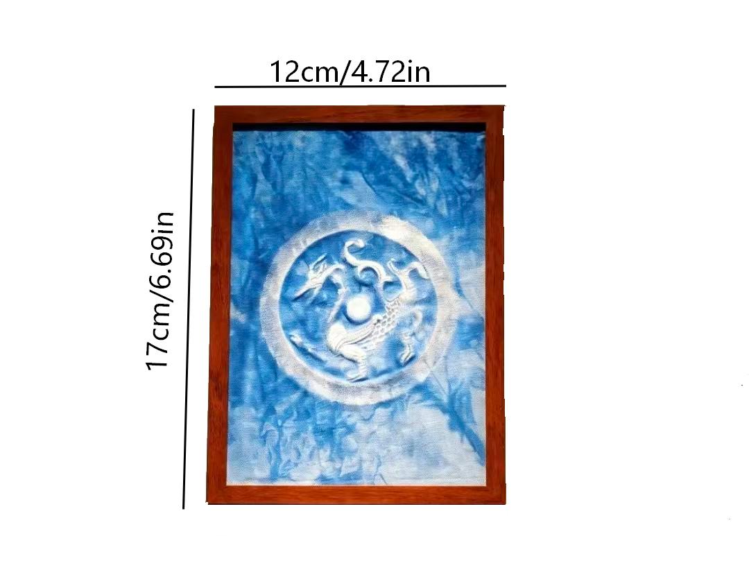 Handcrafted Indigo Wall Art | Traditional Chinese Tie-Dye Circular Relief, Framed Cotton Textile