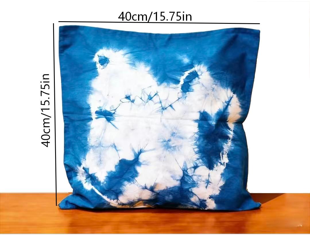 Indigo Tie-Dye Pillow Cover — Hand-Dyed Cotton Cushion Case