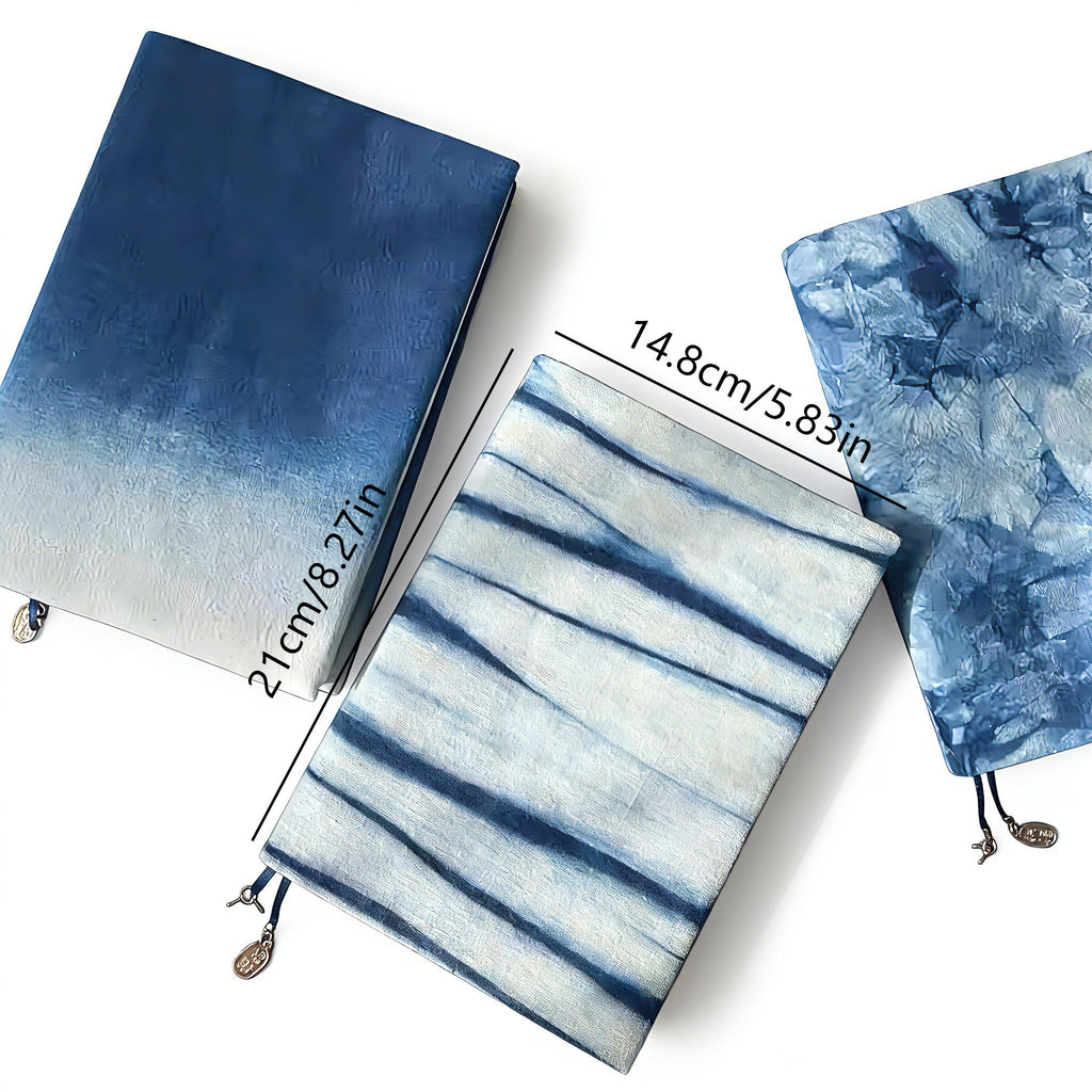 Indigo Tie-Dye Notebook Cover — A5 / A6 | Hand-Dyed Cotton Journal
