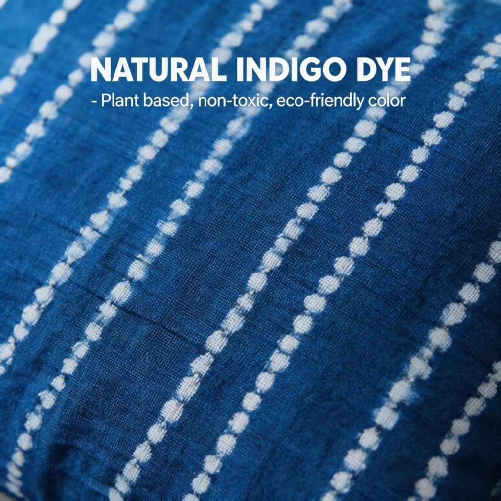 Indigo-Dyed Throw Pillow Cover – Handmade 100% Cotton | Boho Home Decor