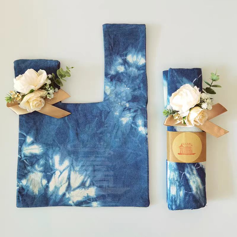 Indigo-Dyed Wristlet Bag – Handmade Floral Cotton Clutch | Boho Artisan Gift