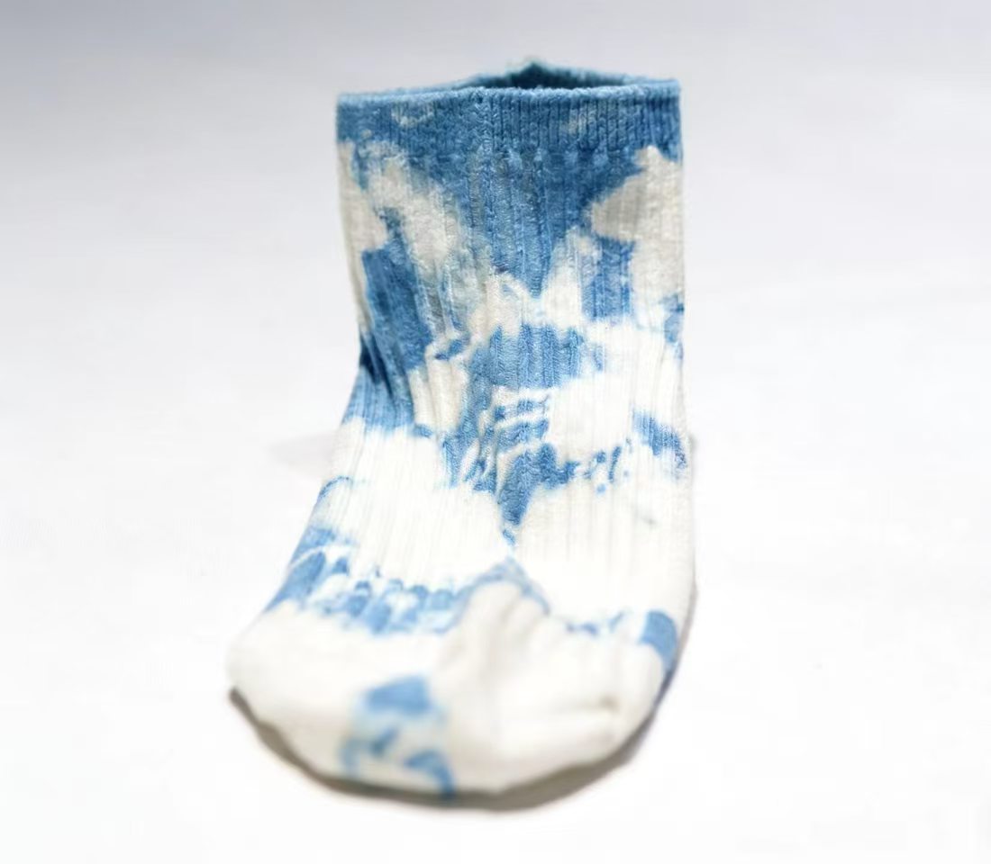 Handmade Botanical Indigo-Dyed 100% Cotton Children's Short Socks Natural, Breathable, Skin-Friendly Style