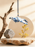 Indigo Tie-Dye Bird Ornament — Hand-Dyed Cotton Hanging Decor