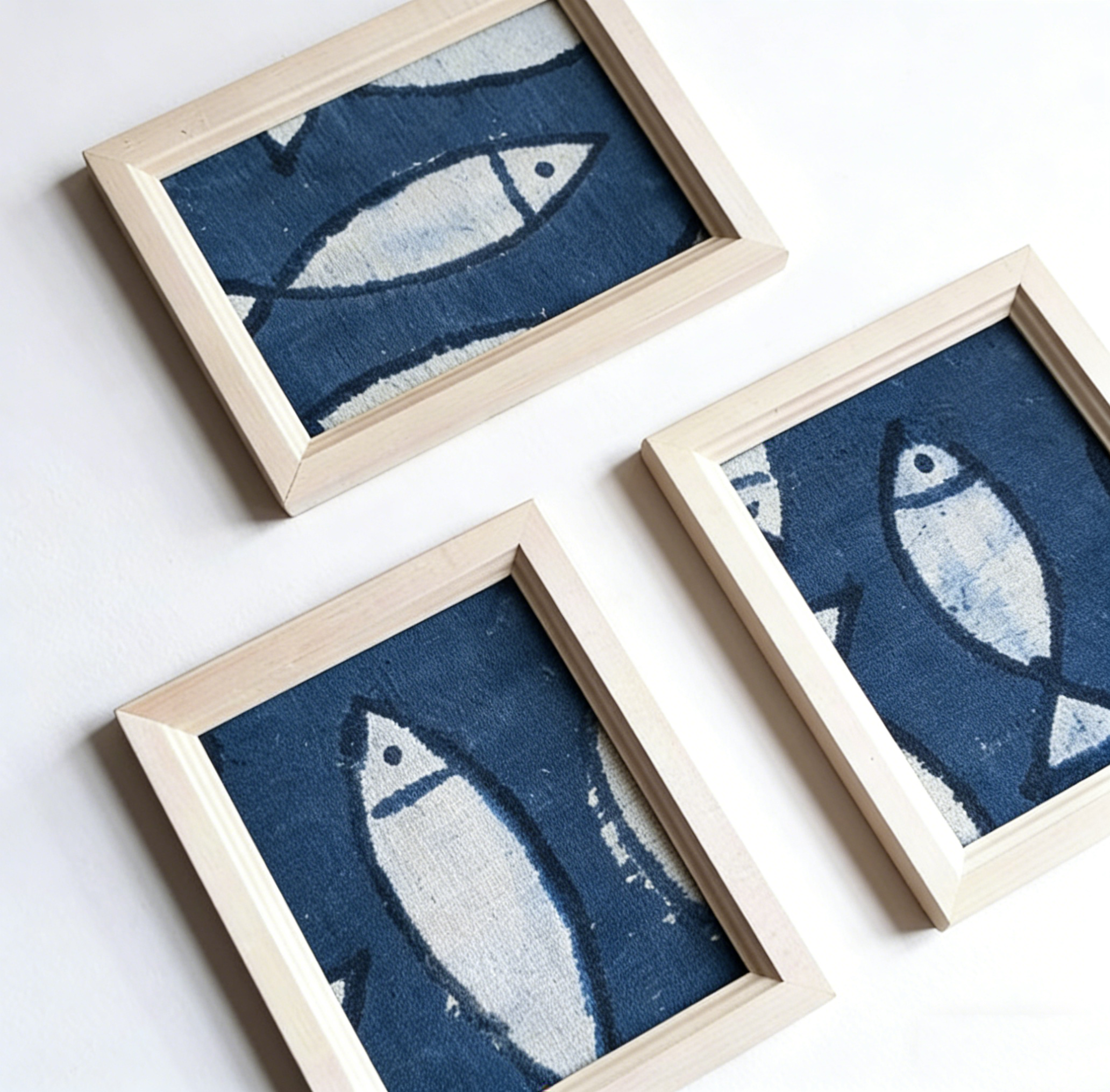 Hand-Dyed Indigo Fish Fridge Magnet | Mini Framed Wall Magnet