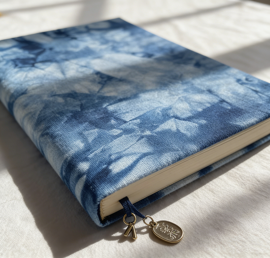 Indigo Tie-Dye Notebook Cover — A5 / A6 | Hand-Dyed Cotton Journal