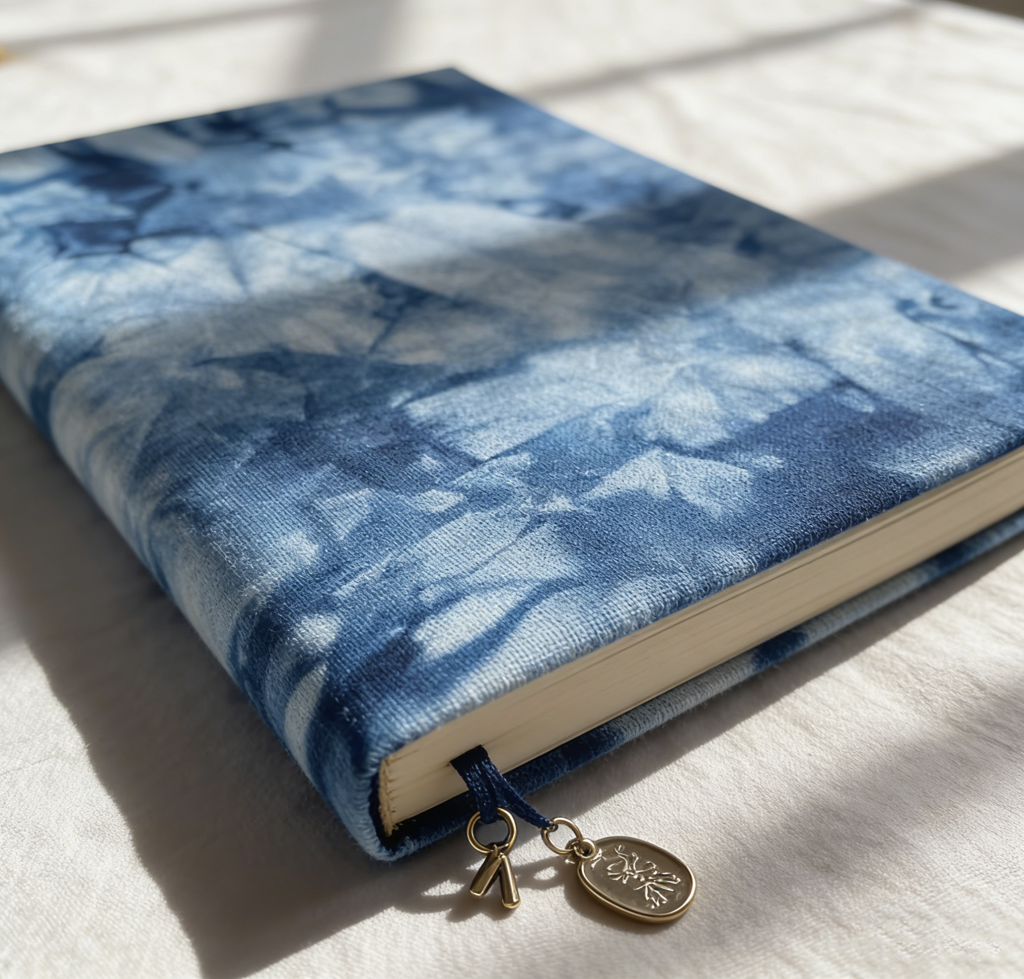 Indigo Tie-Dye Notebook Cover — A5 / A6 | Hand-Dyed Cotton Journal