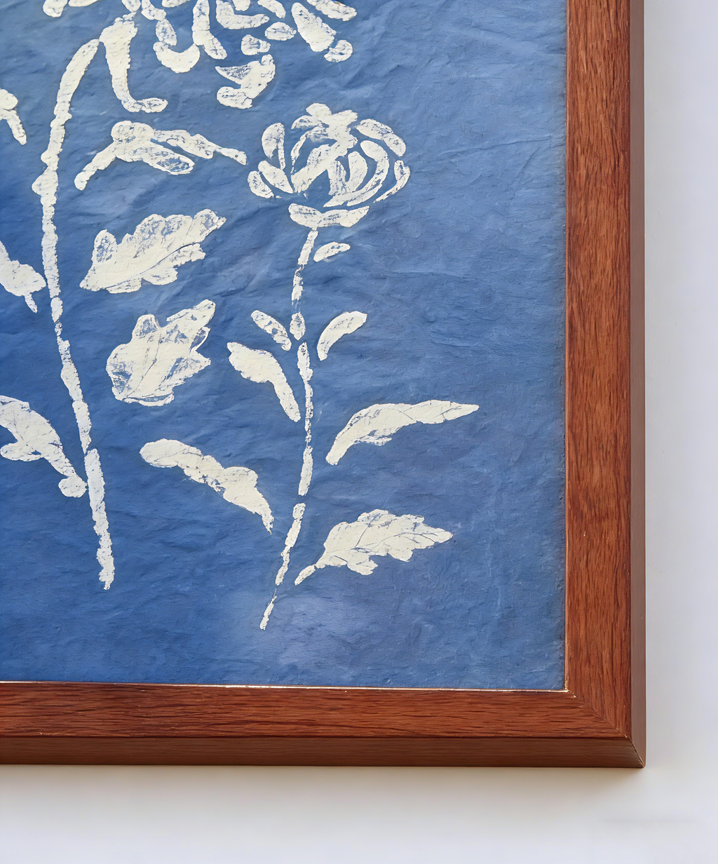 Hand-Dyed Indigo Floral Wall Art | Framed & Unframed Cotton Print
