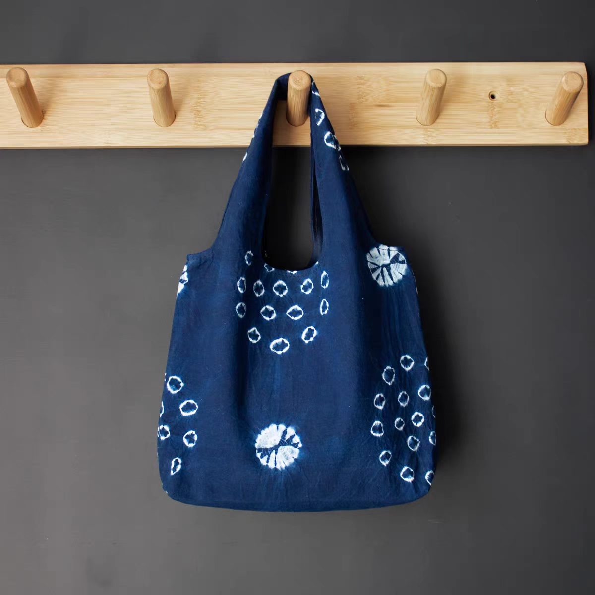 Handbag | Tie-Dye Handcrafted Tote Bag Plant-Dyed Portable Pouch Key & Coin Storage Bag Compact Carryall