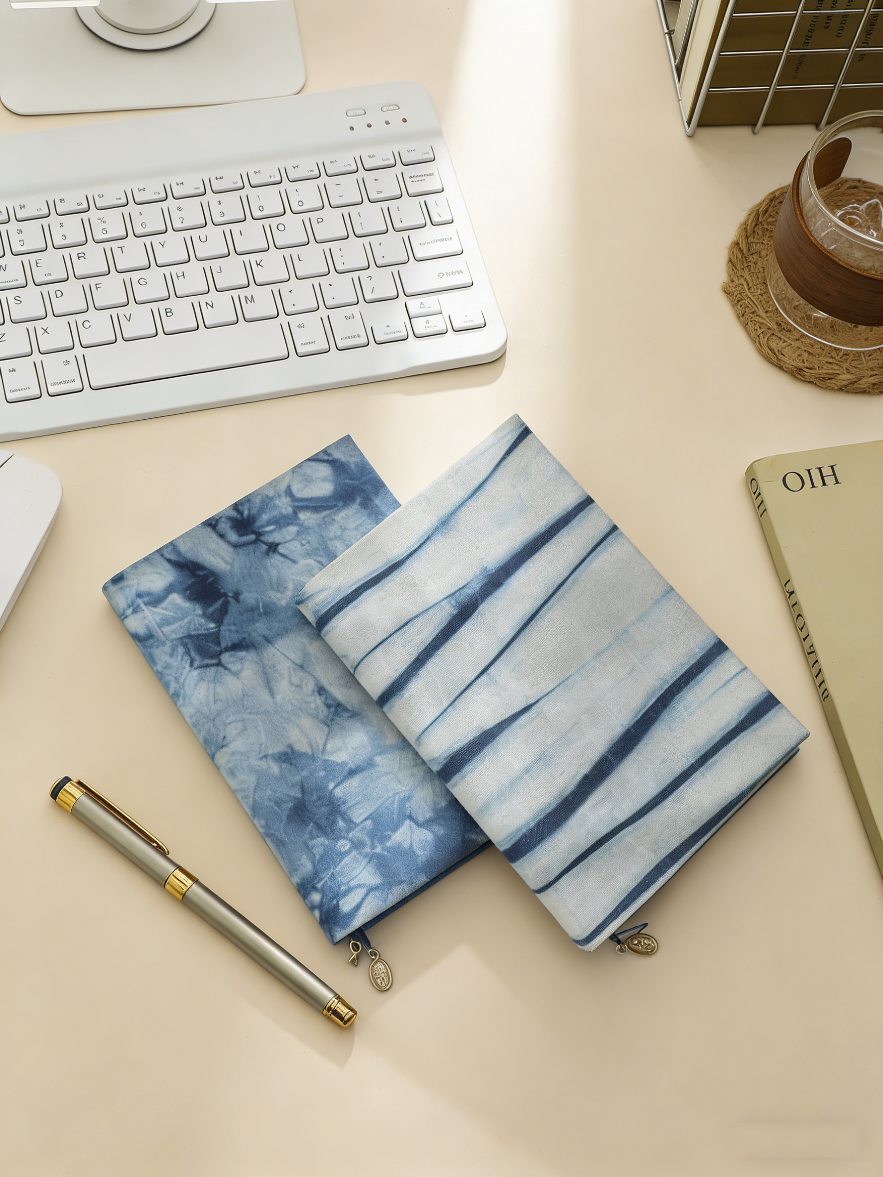 Indigo Tie-Dye Notebook Cover — A5 / A6 | Hand-Dyed Cotton Journal