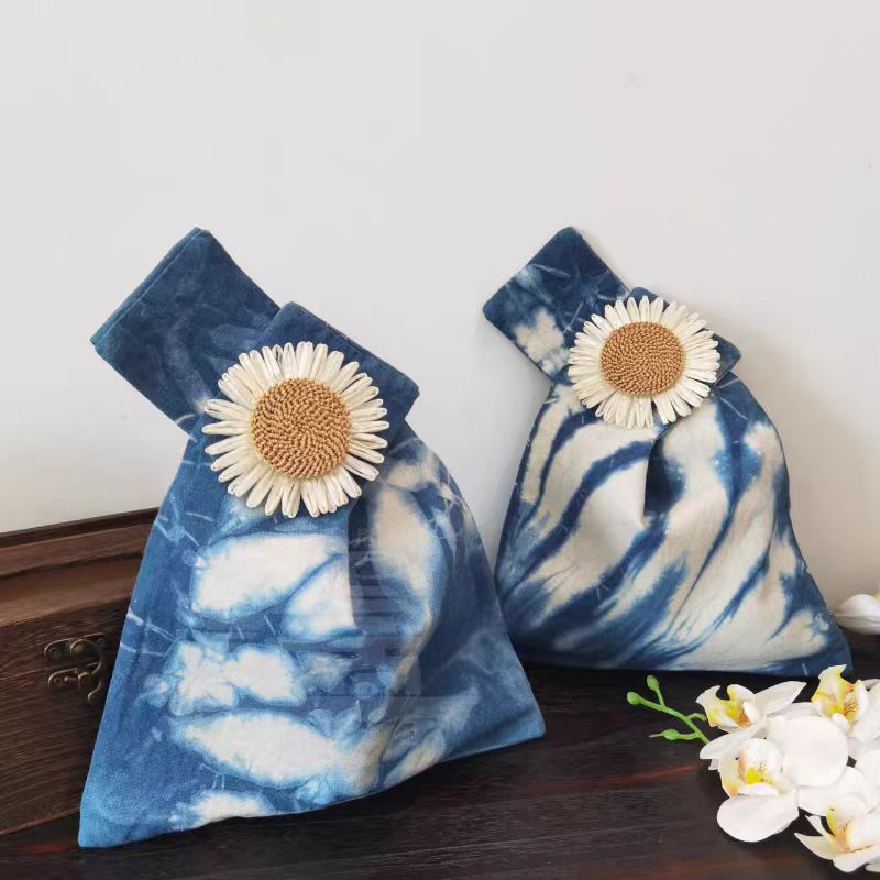 Hand-dyed wristlet bag Luxury-feel souvenir gift Canvas tote bag Pure cotton Practical