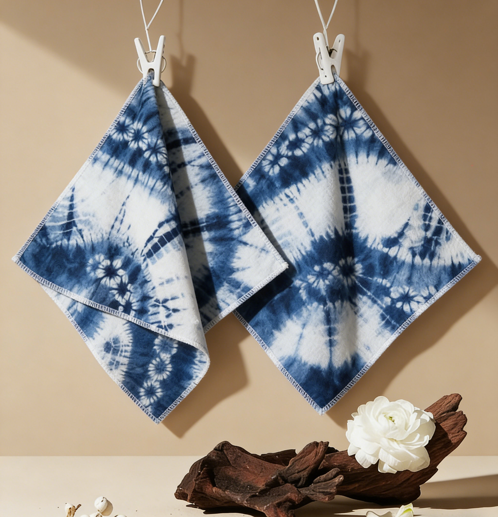Hand-Dyed Indigo Tie-Dye Towel | Cotton Hand & Face Towel