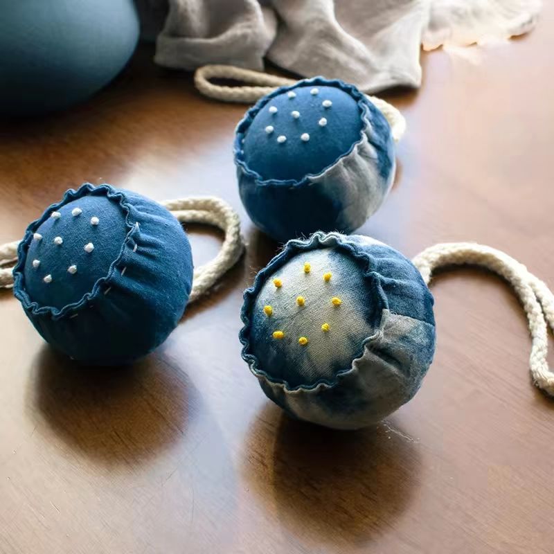 Indigo Tie-Dye Lotus Sachet — Lavender Scented | Hand-Dyed Hanging Ornament