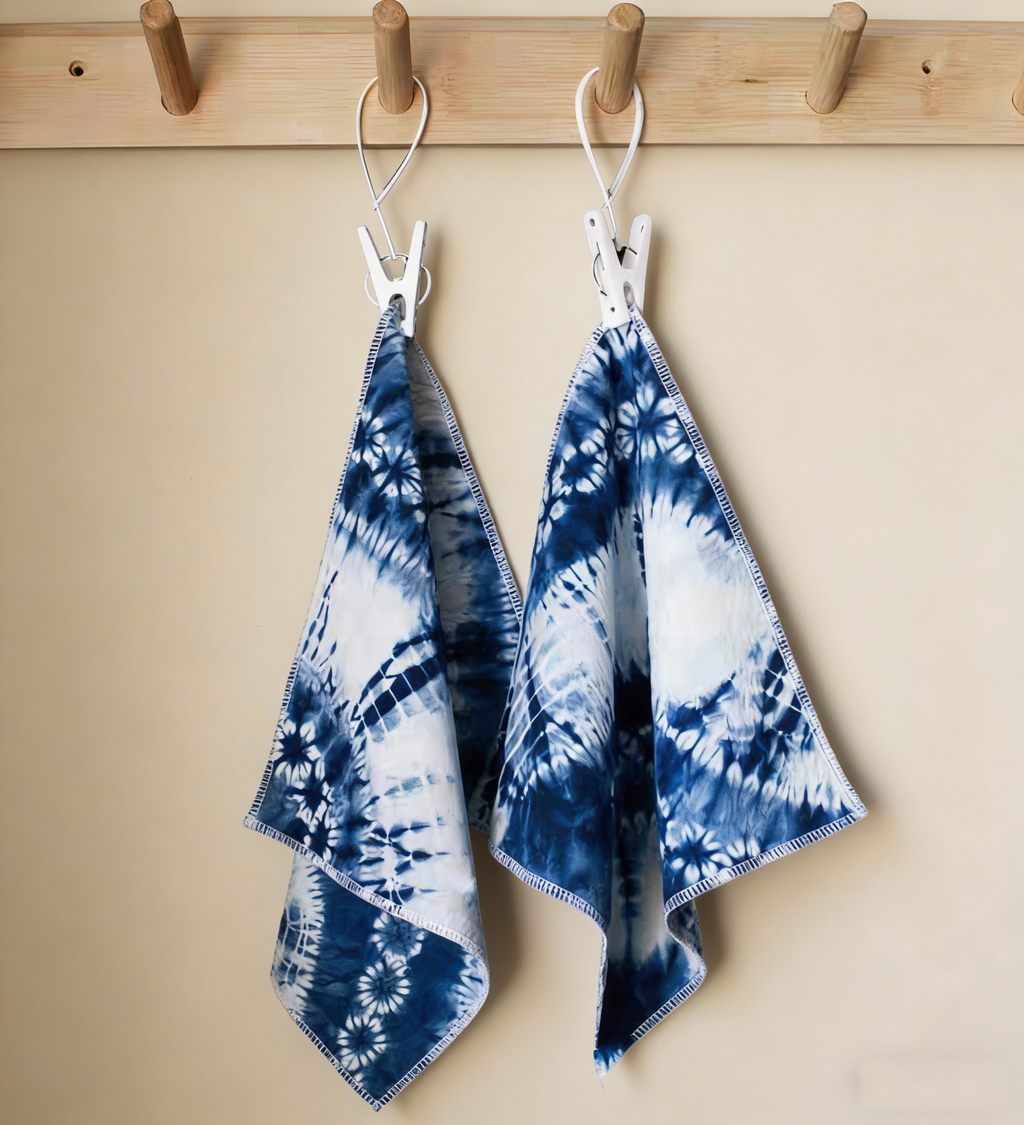 Hand-Dyed Indigo Tie-Dye Towel | Cotton Hand & Face Towel