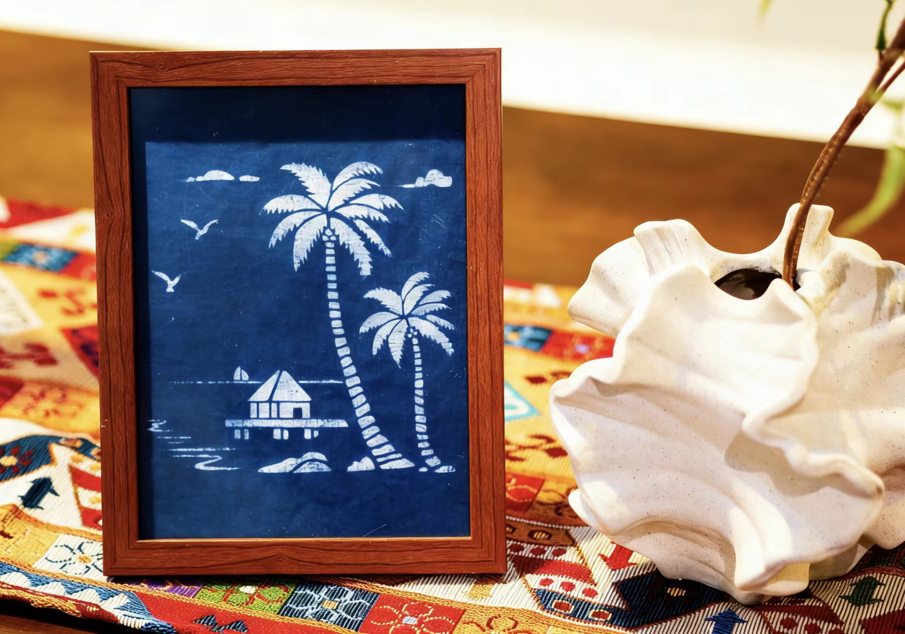Indigo-Dyed Wall Art – Handmade Blue Textile Artwork | Framed or Unframed Home Decor