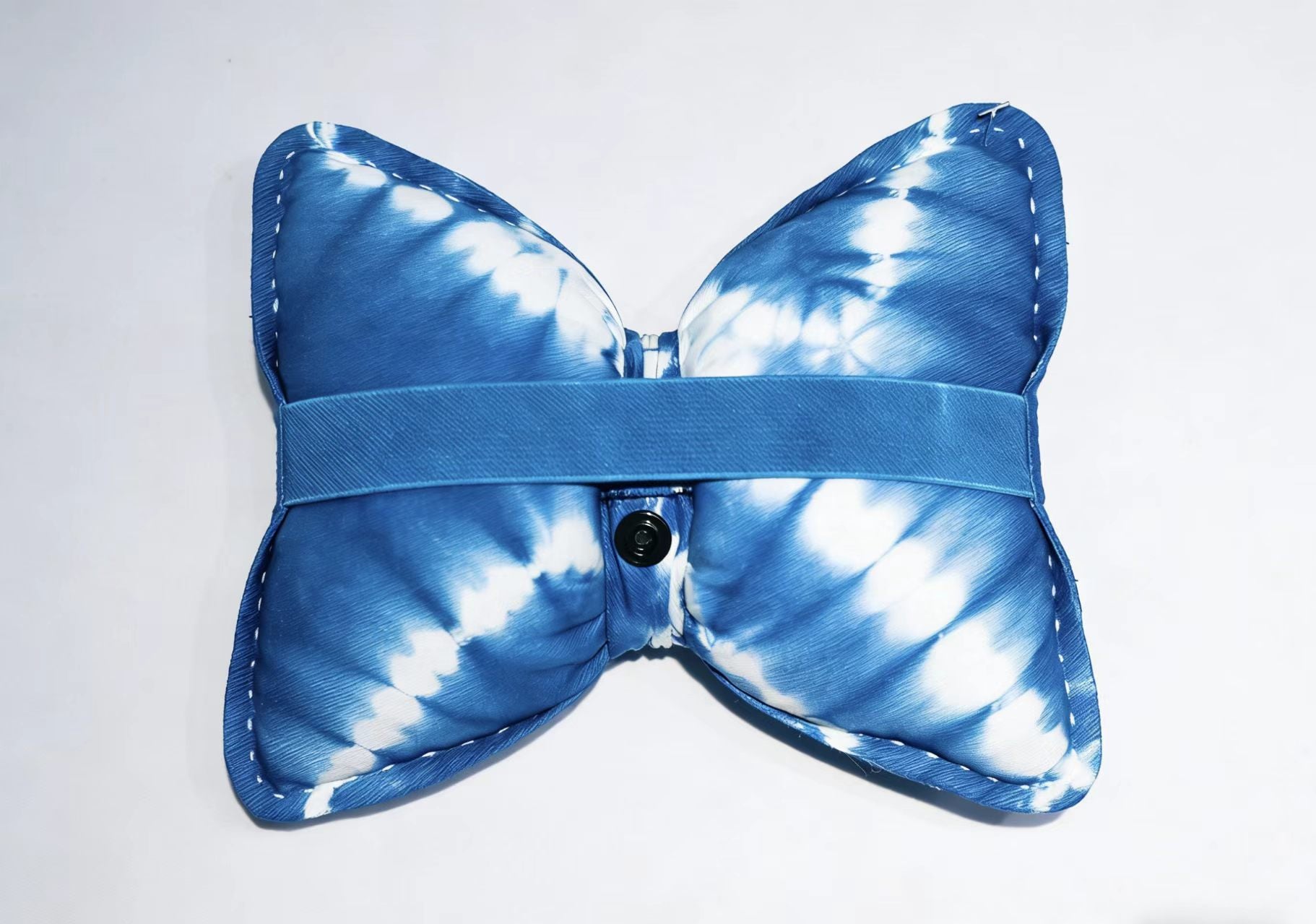 Indigo Tie-Dye Car Neck Pillow – Handmade Shibori Cotton Head Support