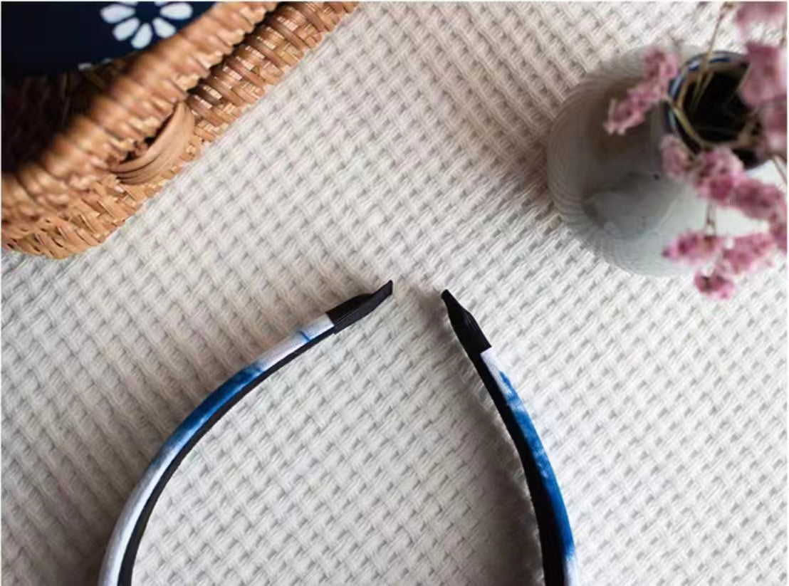 Tie-Dye Headband丨Ethnic-Style Handmade Fabric Headband Plant-Dyed Indigo Minimalist Hair Clip Fresh and Delicate Gift