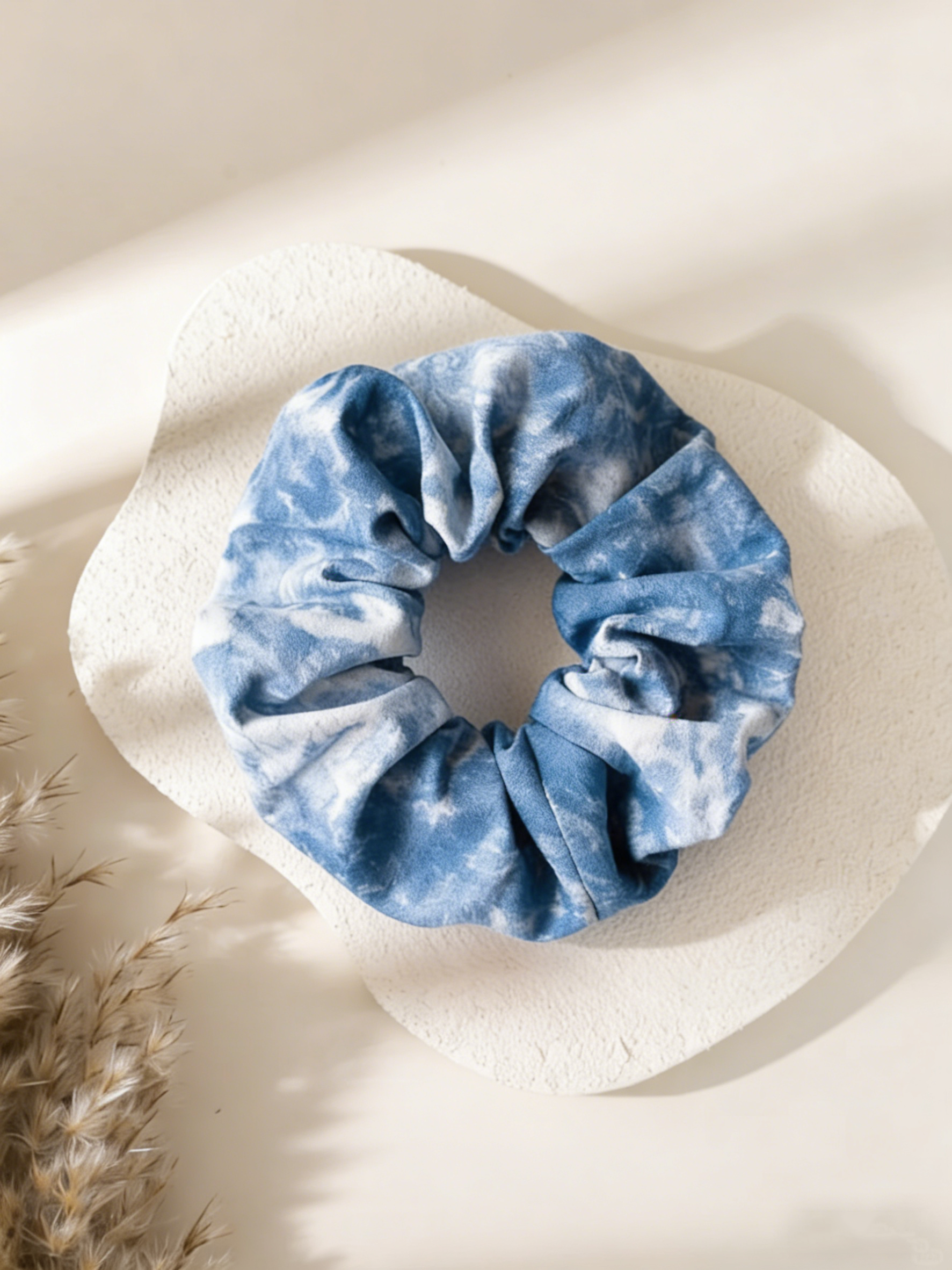Indigo Tie-Dye Flower Hairband — Hand-Dyed Cotton