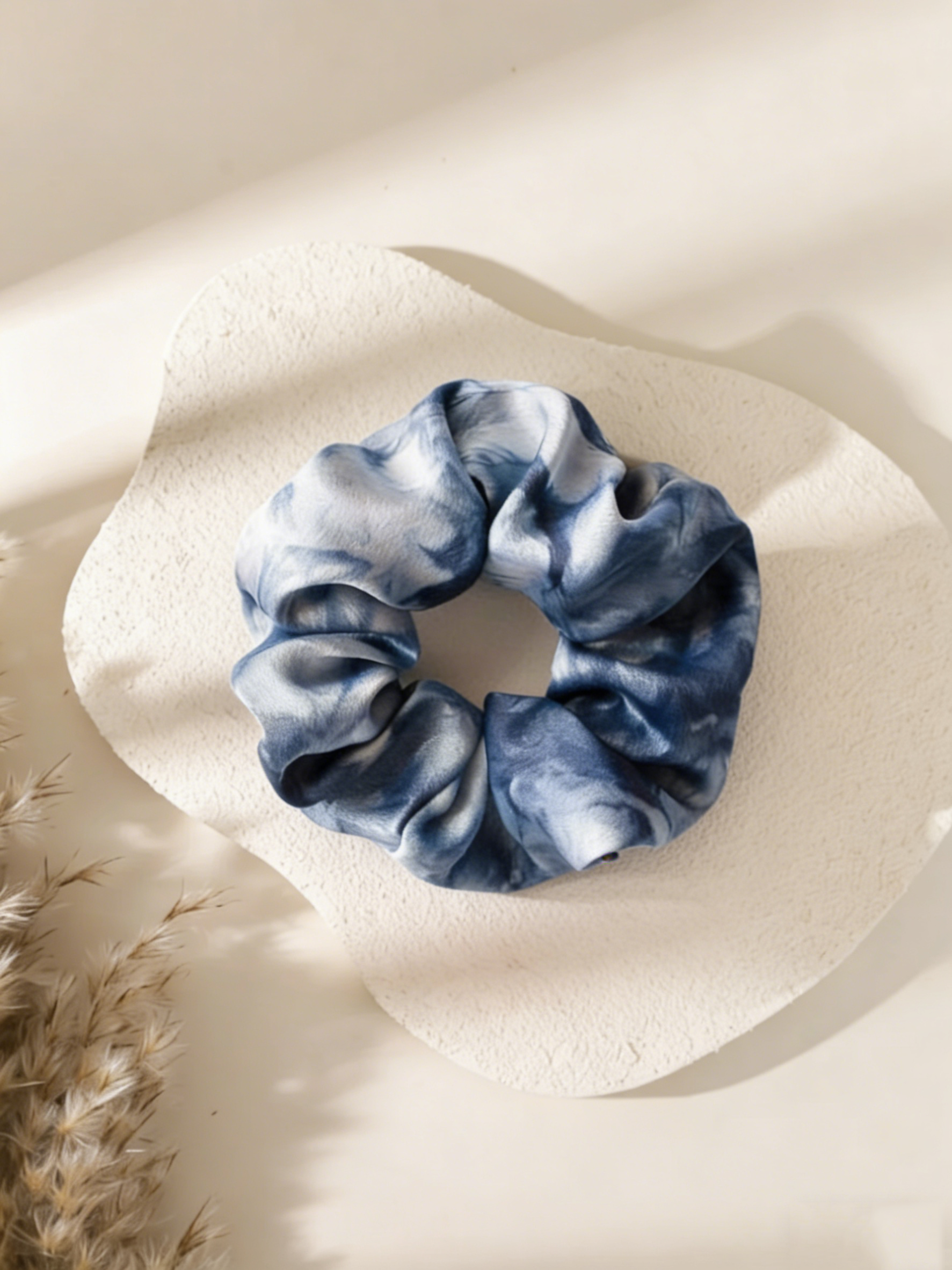 Indigo Tie-Dye Hairband — Mulberry Silk | Hand-Dyed Elastic