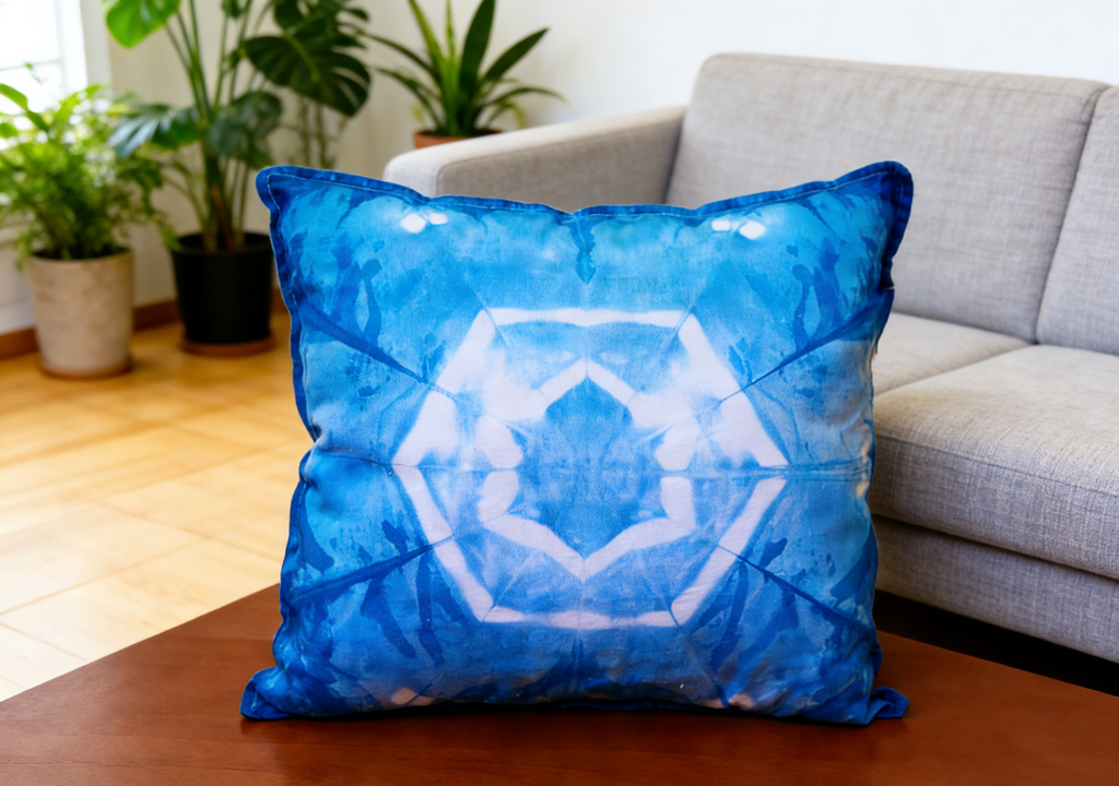 Indigo Shibori Pillow Cover — 100% Cotton | Geometric Mandala Pattern