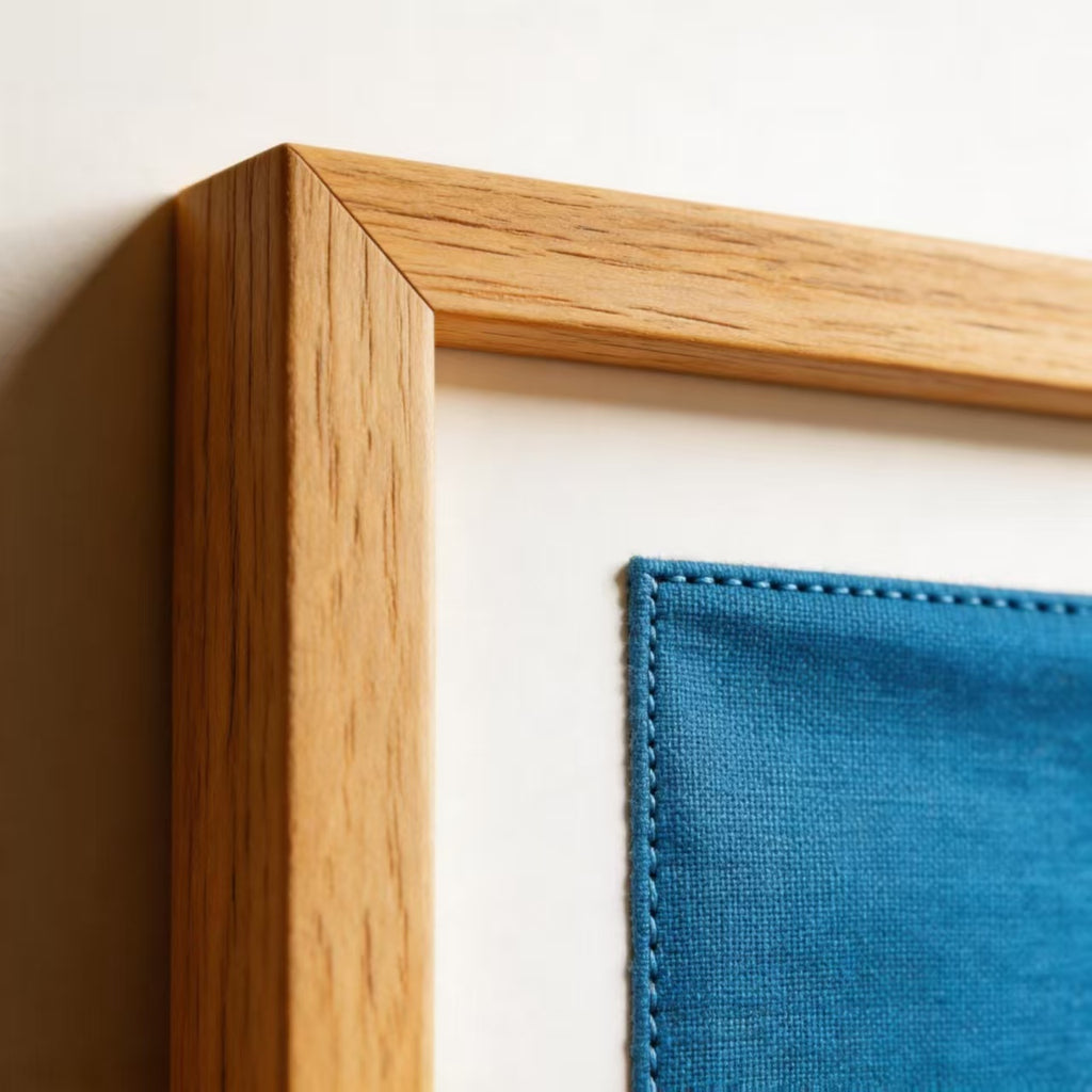Indigo-Dyed Wall Art – Handmade Square Grid Print | Framed & Unframed Minimalist Decor