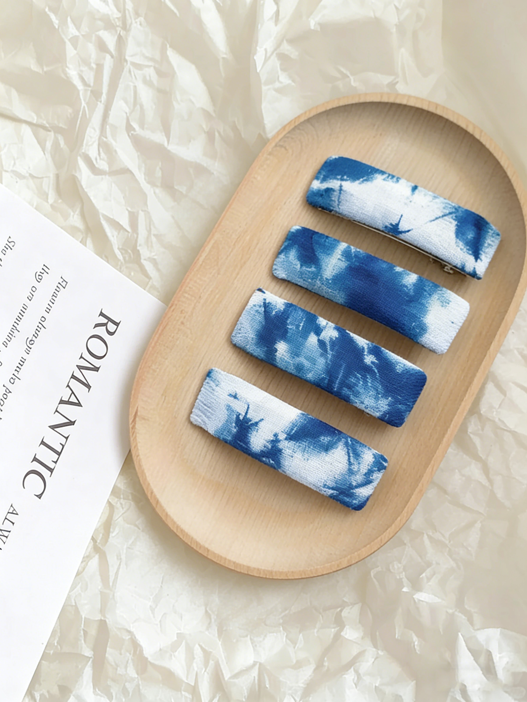 Hand-Dyed Indigo Fabric Hair Clip | Botanical Tie-Dye Hair Pin