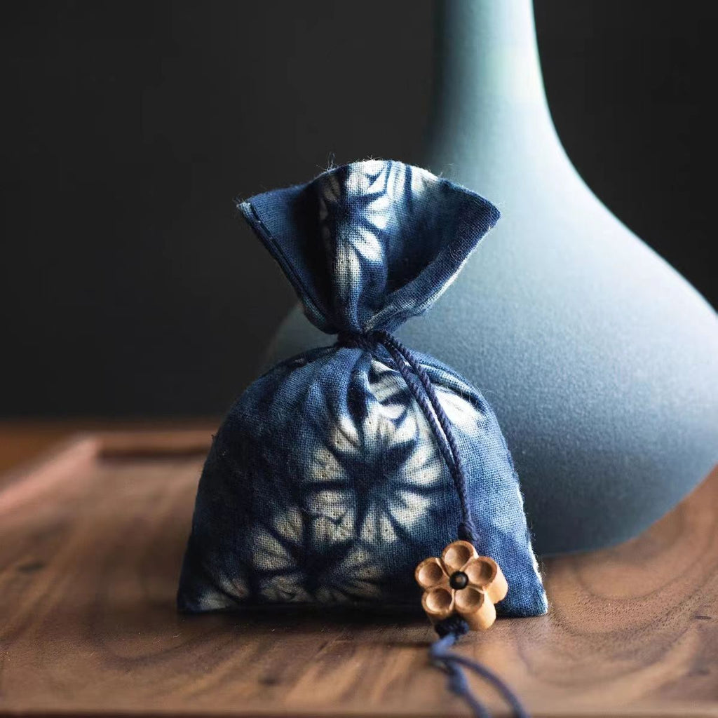 Hand-Dyed Indigo Scented Sachet | Mugwort & Rose Botanical Fragrance Pouch