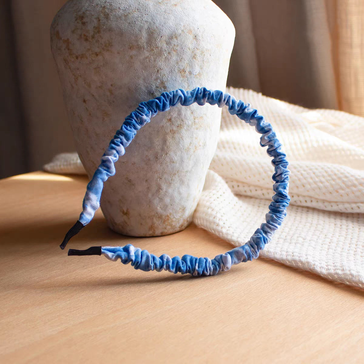 Hand-Dyed Indigo Ruffled Headband | Cotton Hair Hoop