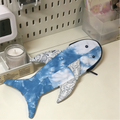 Indigo-Dyed Whale Pencil Case – Handmade Cotton Pouch for School & Office