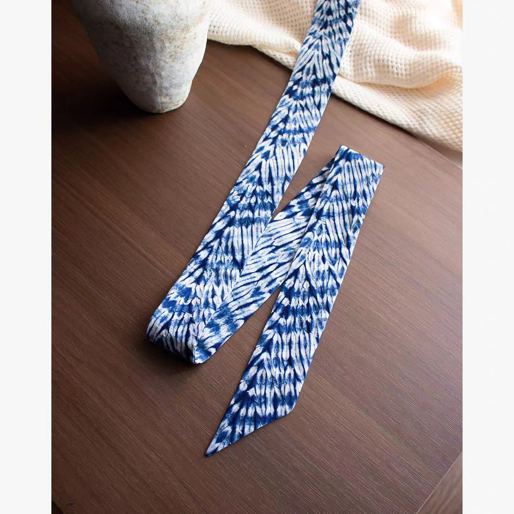 Hand-Dyed Indigo Bow Headband | Extra-Long Tie-Dye Hair Ribbon