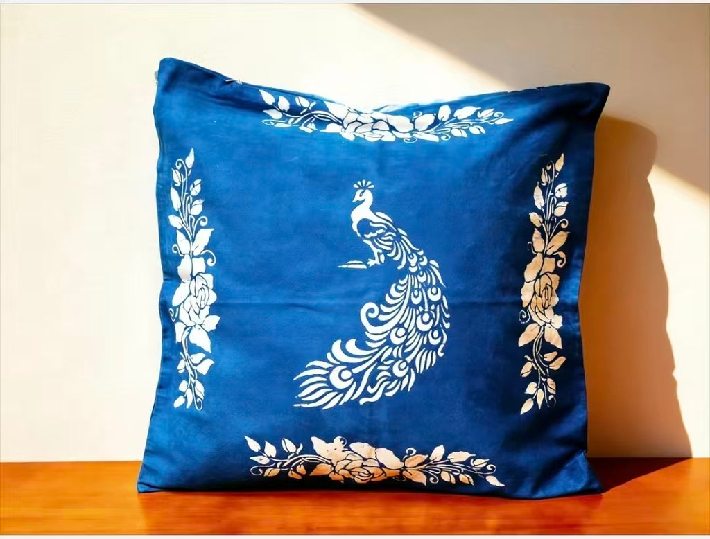 Indigo Tie-Dye Pillow Cover — Hand-Dyed Cotton Cushion Case