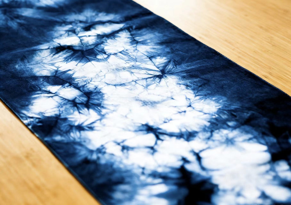Indigo Tie-Dye Table Runner — Tassels | Hand-Dyed Cotton