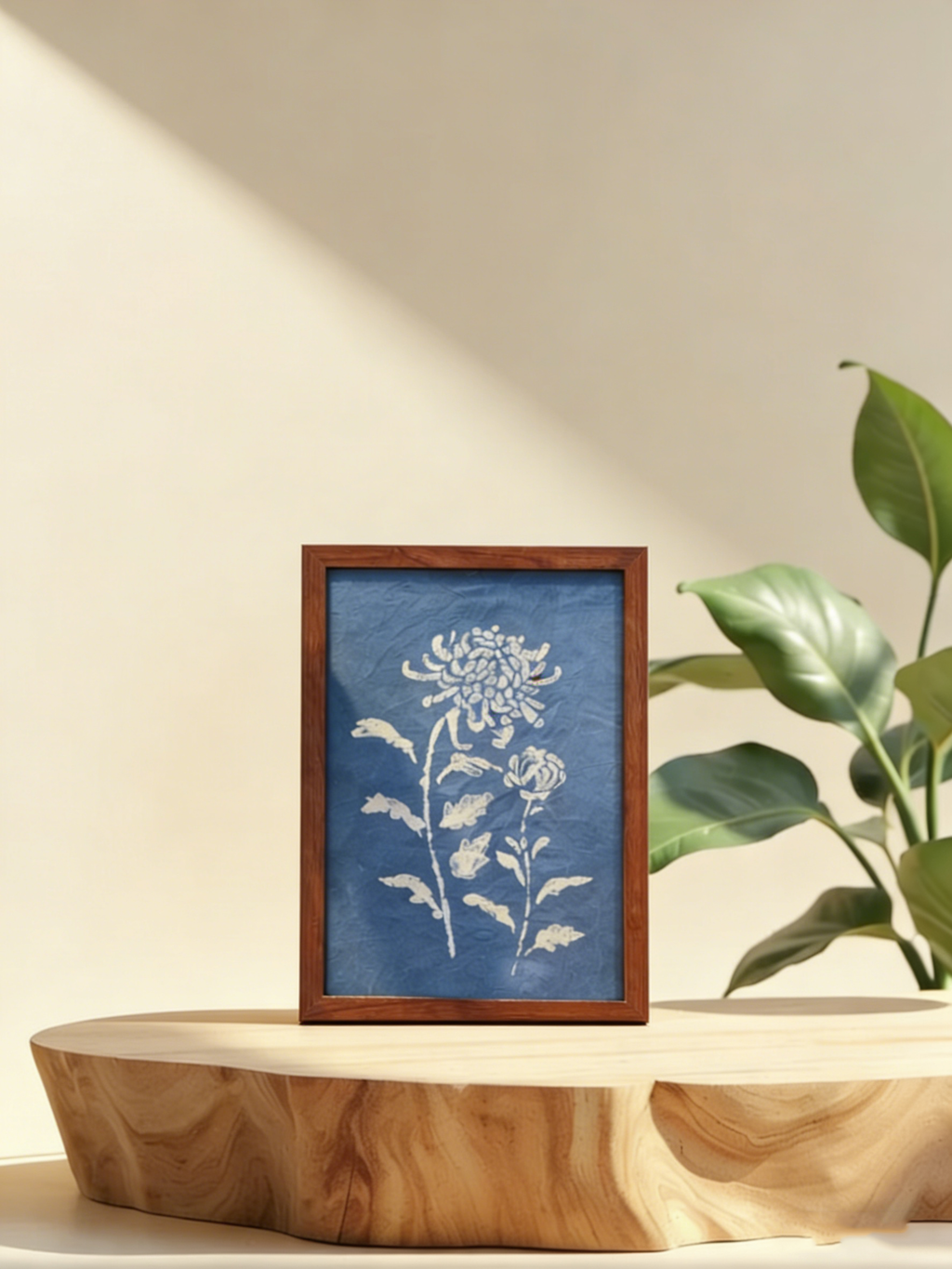 Hand-Dyed Indigo Floral Wall Art | Framed & Unframed Cotton Print