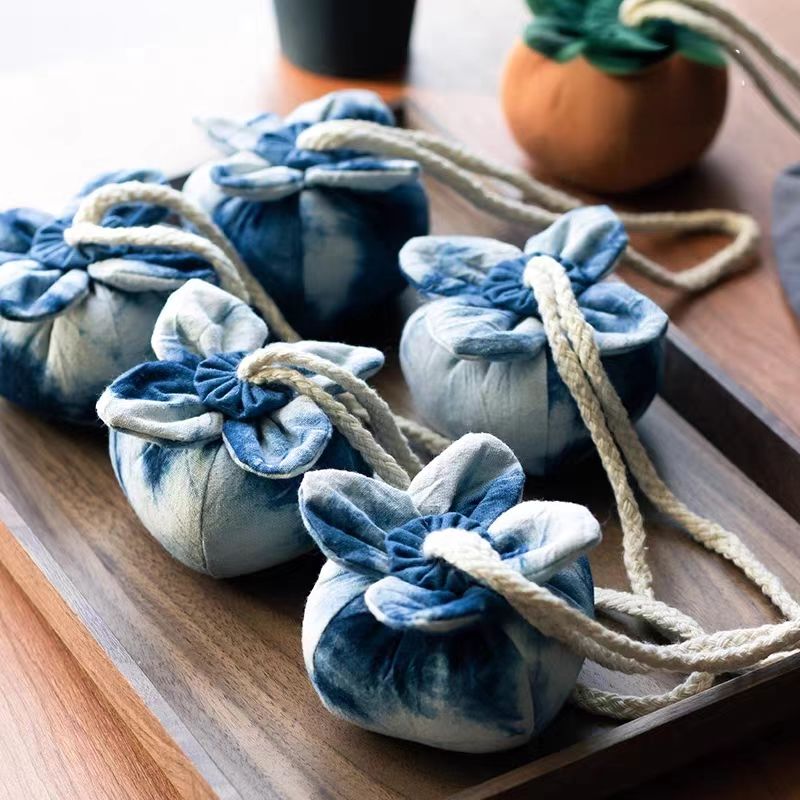 Hand-Dyed Indigo Persimmon Sachet | Scented Pouch, Bag Charm & Pincushion