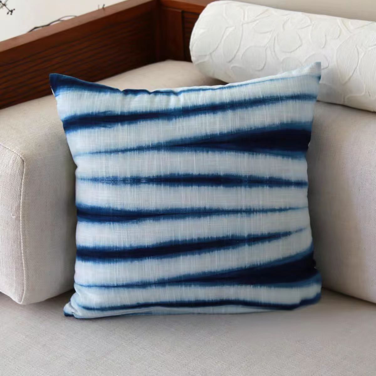 Indigo-Dyed Throw Pillow Cover – Handmade 100% Cotton | Boho Home Decor