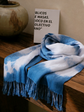 Indigo Tie-Dye Tassel Scarf — Hand-Dyed Lightweight Shawl
